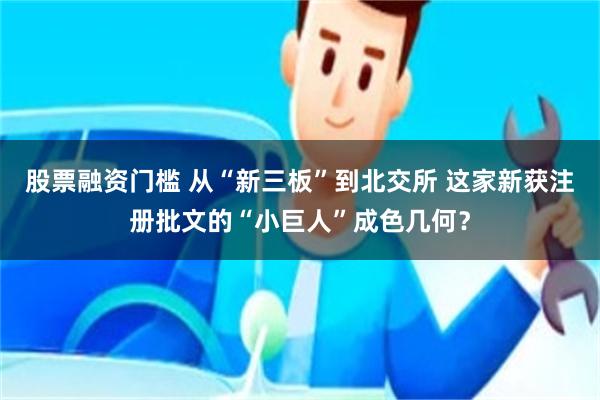 股票融资门槛 从“新三板”到北交所 这家新获注册批文的“小巨人”成色几何？