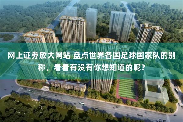 网上证劵放大网站 盘点世界各国足球国家队的别称，看看有没有你想知道的呢？