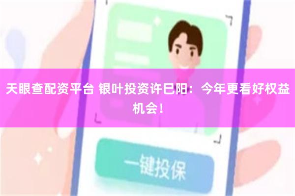 天眼查配资平台 银叶投资许巳阳：今年更看好权益机会！