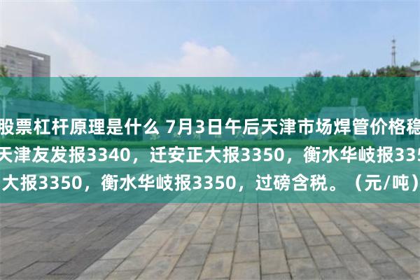 股票杠杆原理是什么 7月3日午后天津市场焊管价格稳，4寸*3.75mm焊管天津友发报3340，迁安正大报3350，衡水华岐报3350，过磅含税。（元/吨）