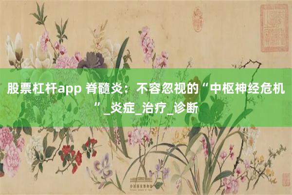 股票杠杆app 脊髓炎：不容忽视的“中枢神经危机”_炎症_治疗_诊断
